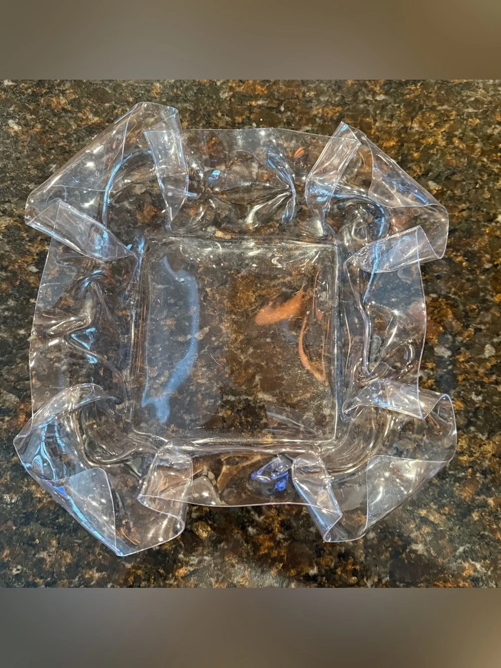 Vintage Clear Ruffled Edge Lucite Cocktail Napkin Holder